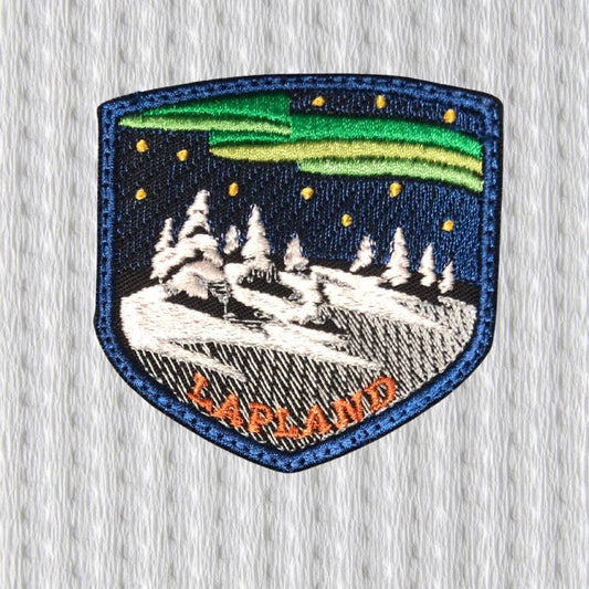 Lapland Aurora Borealis Embroidered Patch – Arctic Winter Landscape Iron On Badge