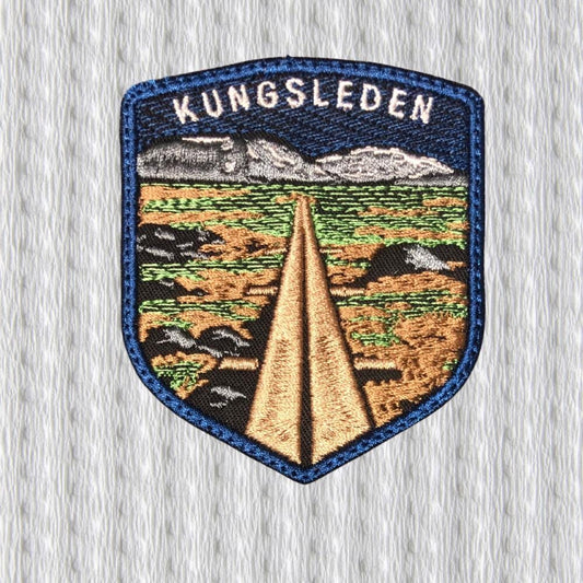 Kungsleden Trail Embroidered Patch – Swedish Lapland Hiking Boardwalk Badge – Scandinavia Adventure Travel Patch