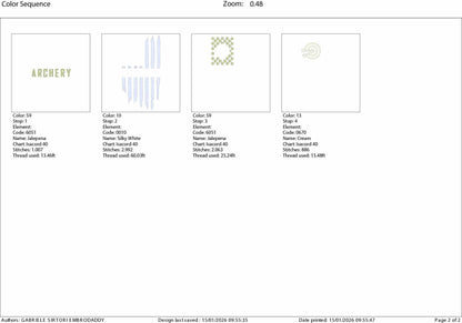 Machine Embroidery files, Archery, Usa flag, PES, DST, hus & more