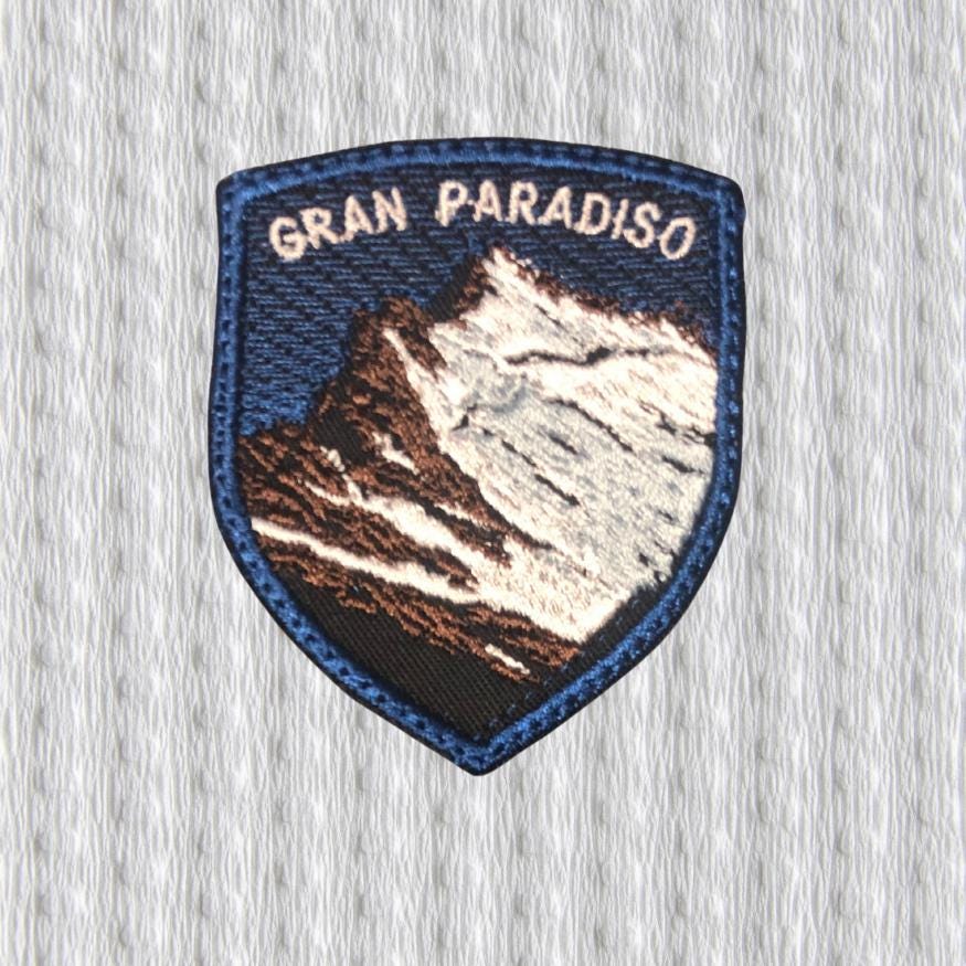 Gran Paradiso Embroidered Patch – Italian Alps Mountain Shield Patch Iron-On / Sew-On
