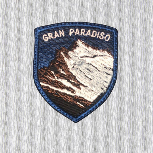 Gran Paradiso Embroidered Patch – Italian Alps Mountain Shield Patch Iron-On / Sew-On