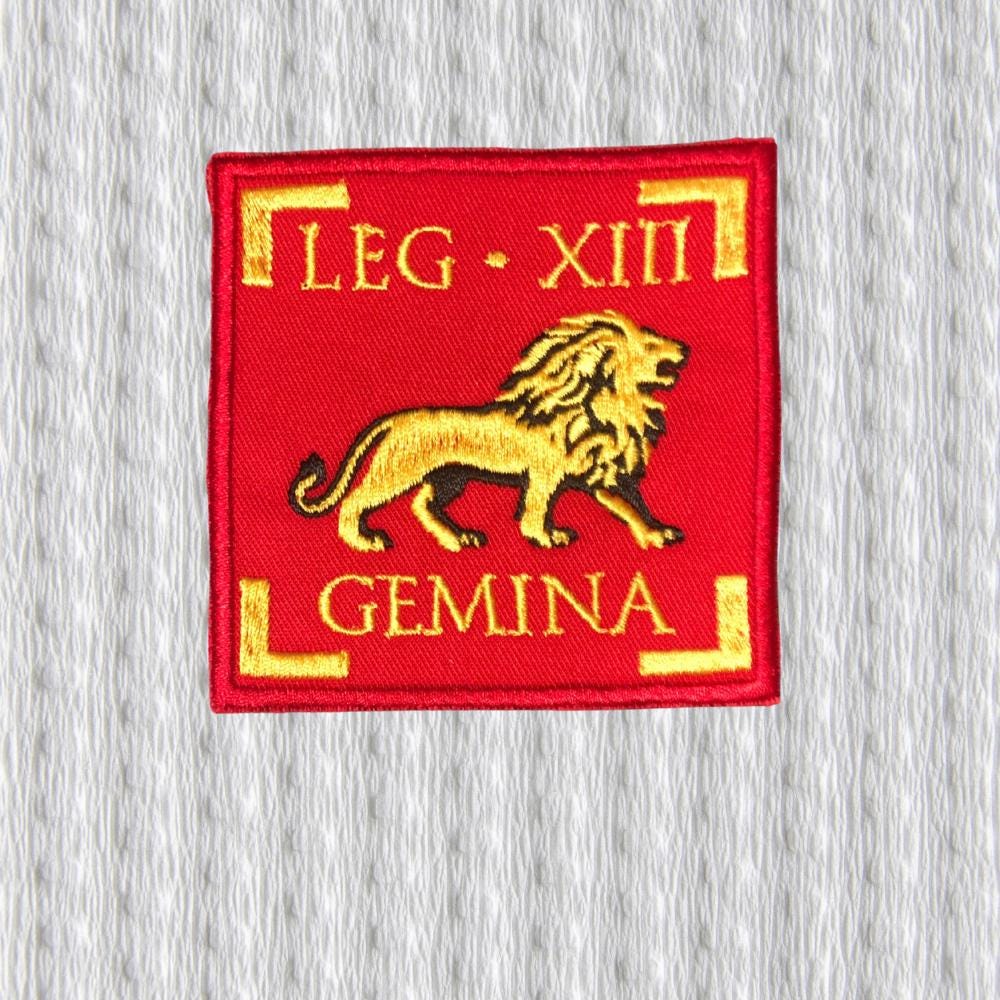 Roman Legion XIII Gemina Embroidered Patch – Ancient Roman Lion Military Insignia, Red & Gold