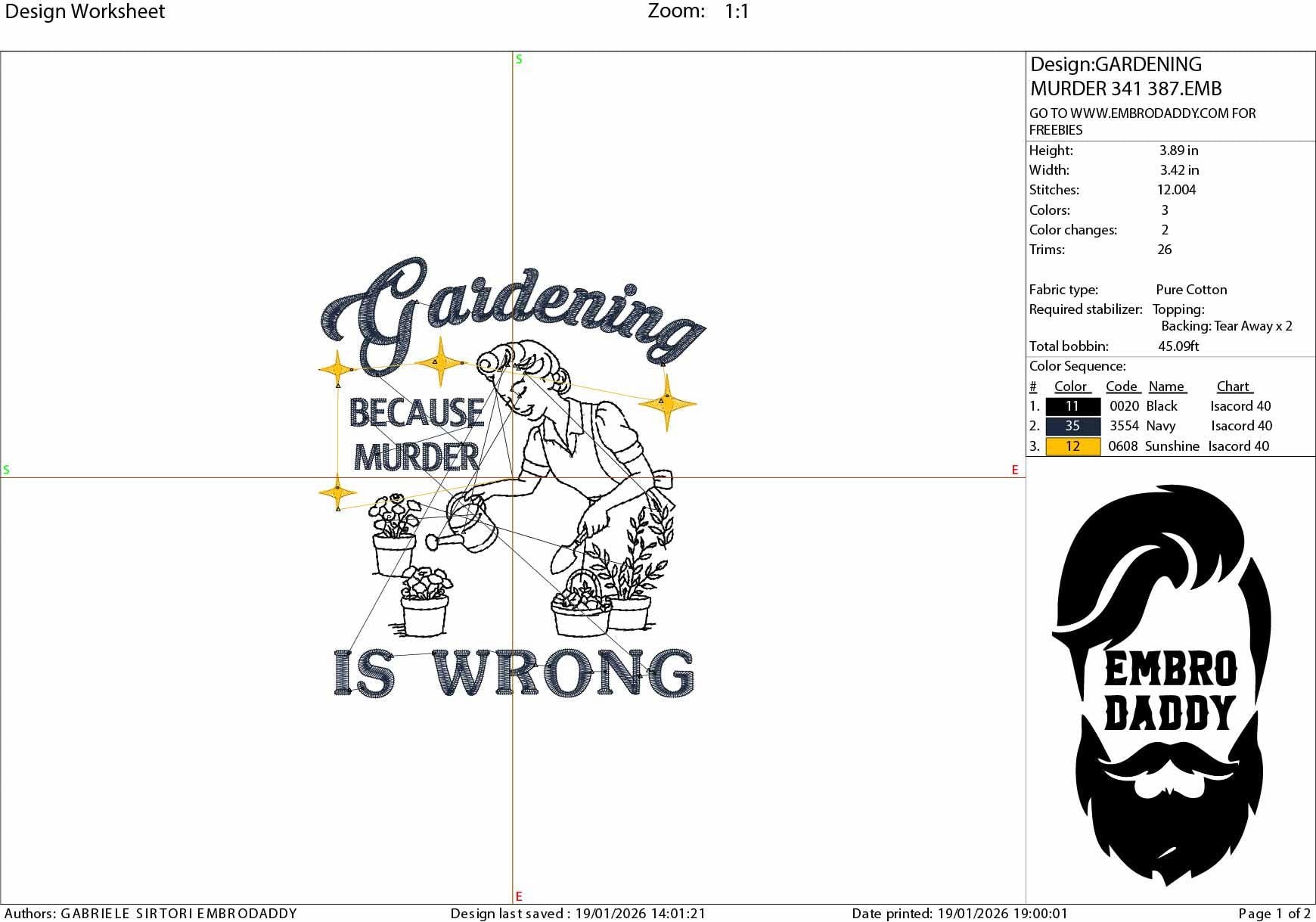 Machine Embroidery files, Gardening Because Murder Is Wrong, Vintage Retro Funny Retro Housewife, Funny Sarcastic, PES, DST, xxx, hus & more