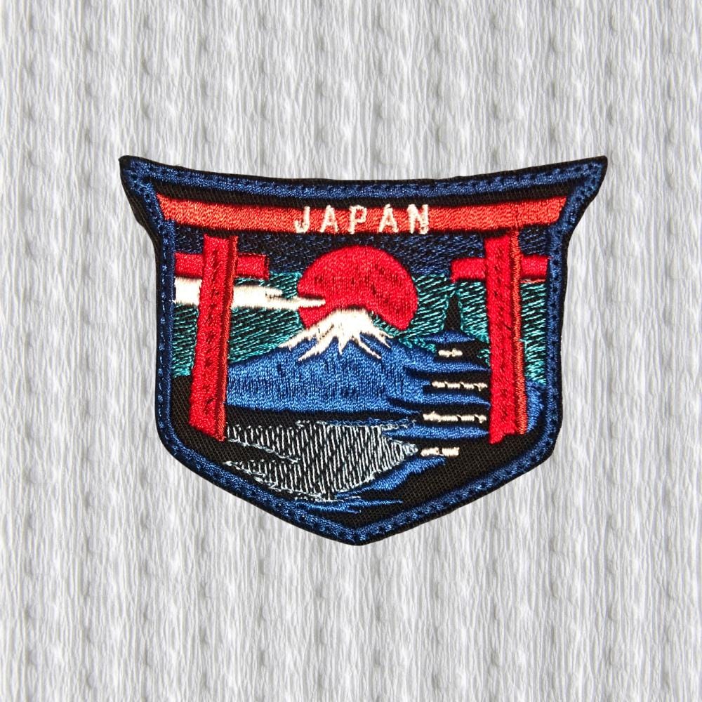 Japan Embroidered Patch – Torii Gate, Mount Fuji & Rising Sun – Travel Souvenir Iron On Patch