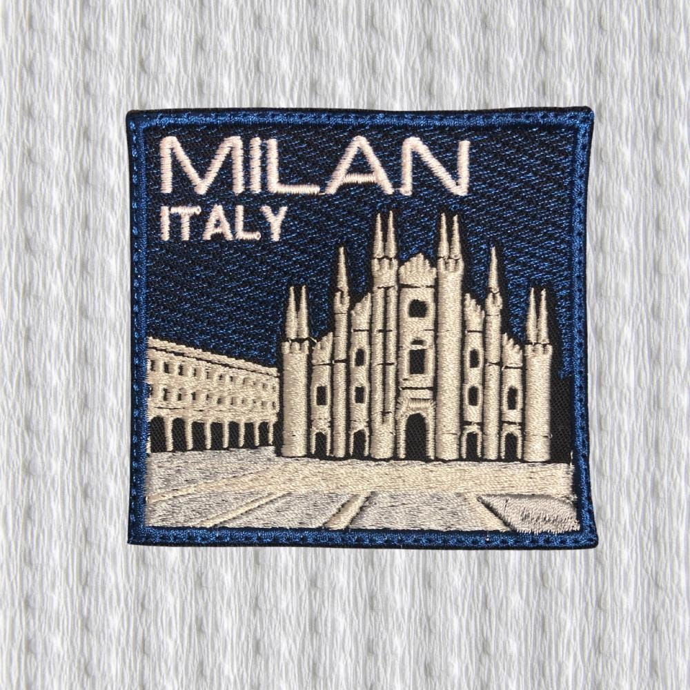 Milan Embroidered Patch – Duomo di Milano & Piazza – Italy Travel Souvenir Iron On Patch