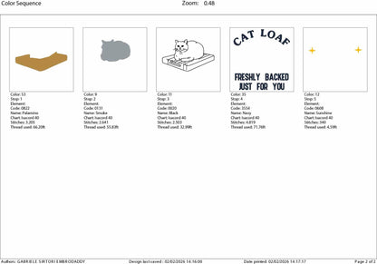 Machine Embroidery files, Cat Loaf, Funny Cat, Funny, Cat, PES, DST, xxx, hus & more