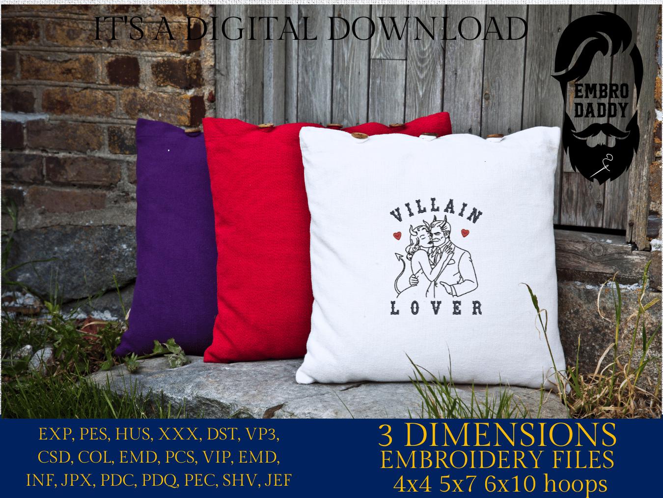 Machine Embroidery files, Villain lover, Retro Design, PES, xxx, hus & more