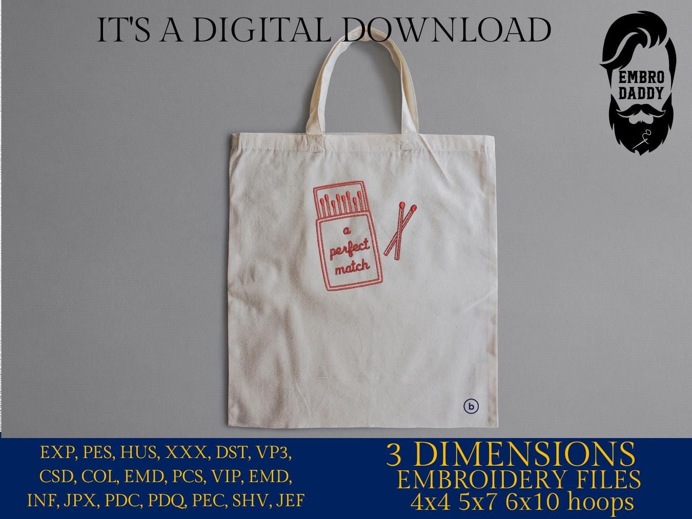 Machine Embroidery files, a perfect match, Preppy Matches, Matchbox, Matchbook, Matchstick, Love, Relationship, PES, xxx, hus & more