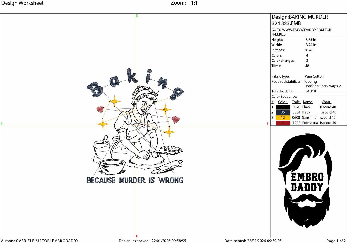 Machine Embroidery files, baking Because Murder Is Wrong, Vintage Retro Funny Retro Housewife, Funny Sarcastic, PES, DST, xxx, hus & more