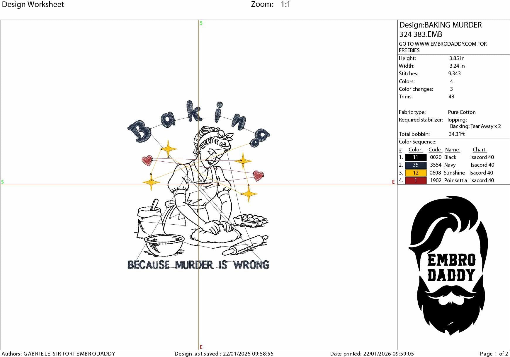 Machine Embroidery files, baking Because Murder Is Wrong, Vintage Retro Funny Retro Housewife, Funny Sarcastic, PES, DST, xxx, hus & more