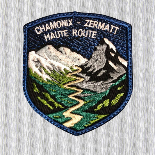 Haute Route Embroidered Patch – Chamonix to Zermatt Hiking Trail – Alpine Route Badge – Mountain Trek Patch