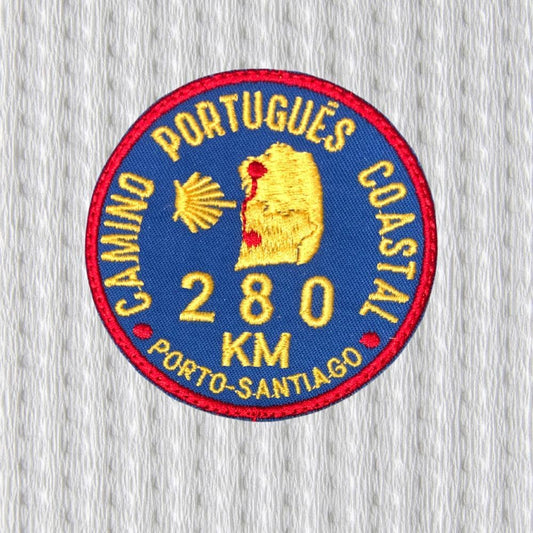 Camino Portugués Coastal Embroidered Patch – 280 km Porto to Santiago Camino de Santiago Badge