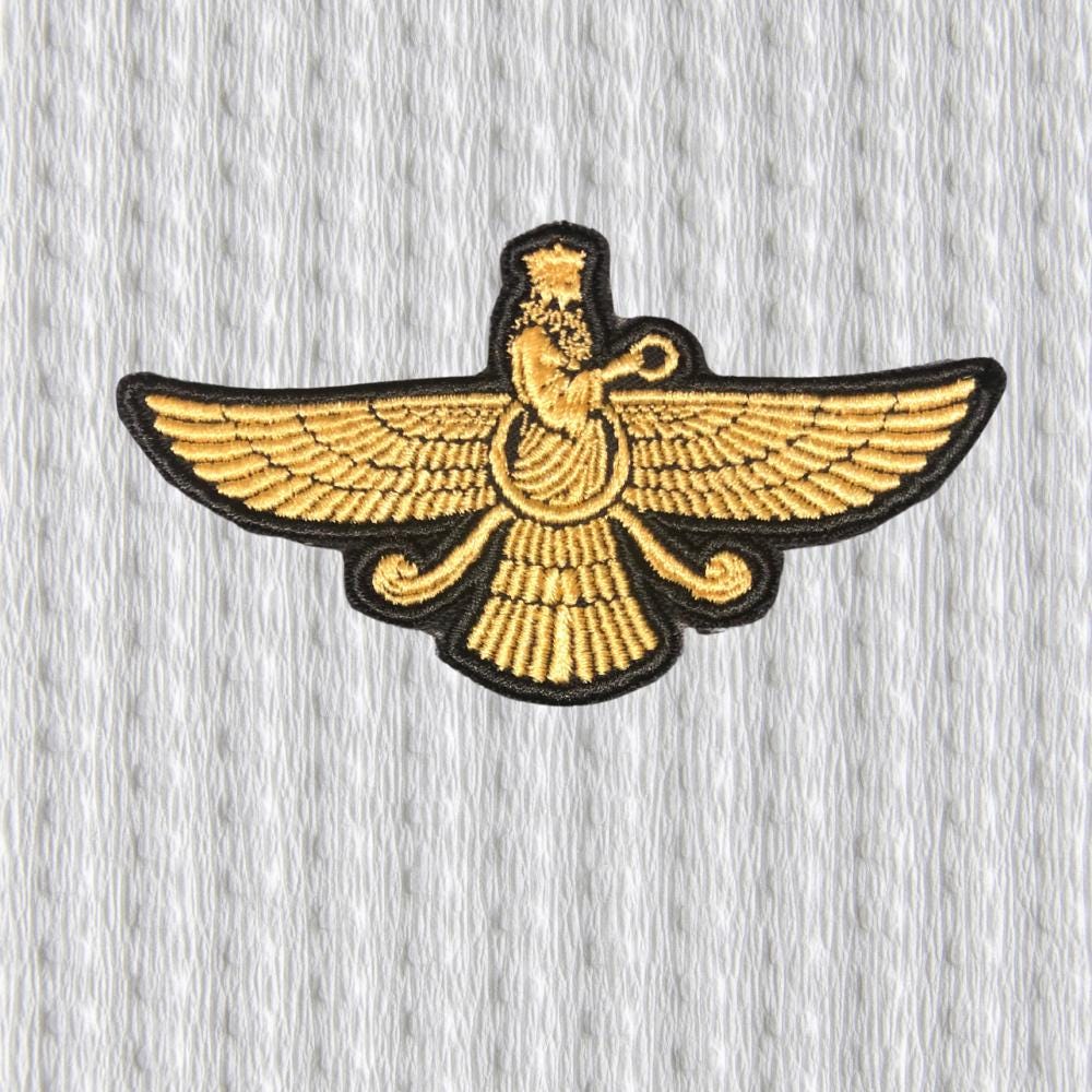 Faravahar Embroidered Patch – Zoroastrian Winged Symbol Iron-On / Sew-On