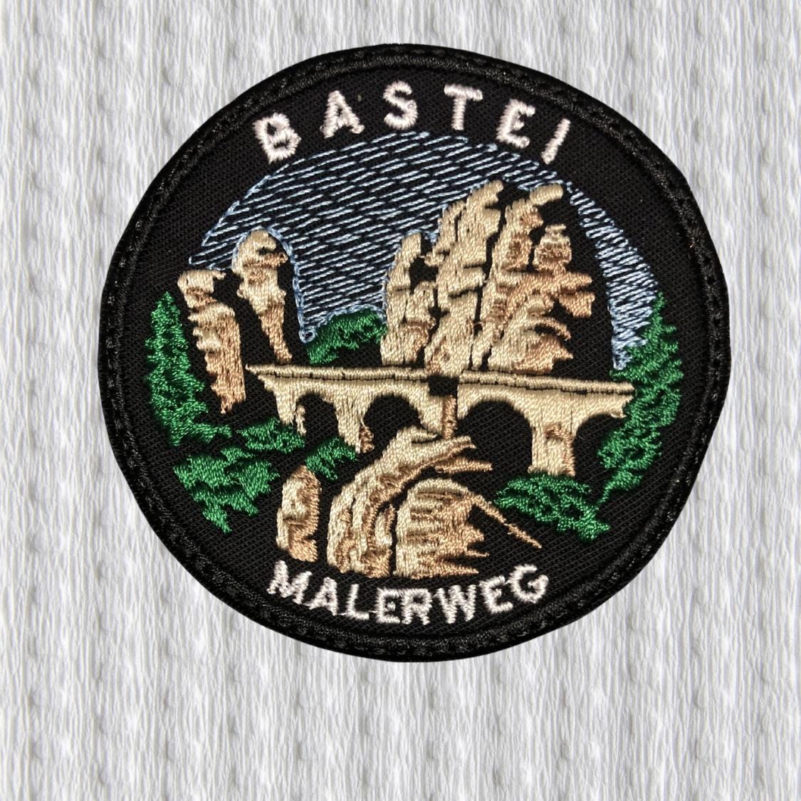 Bastei Patch – Malerweg Trail – Saxon Switzerland Hiking Badge – Germany Trekking Iron On Patch