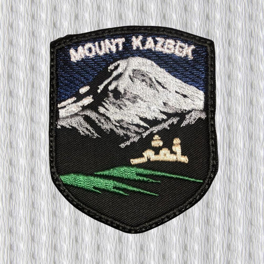 Mount Kazbek Patch – Gergeti Trinity Church Embroidered Badge – Georgia Mountain Iron On Patch – Caucasus Hiking Souvenir – Alpinism Gift