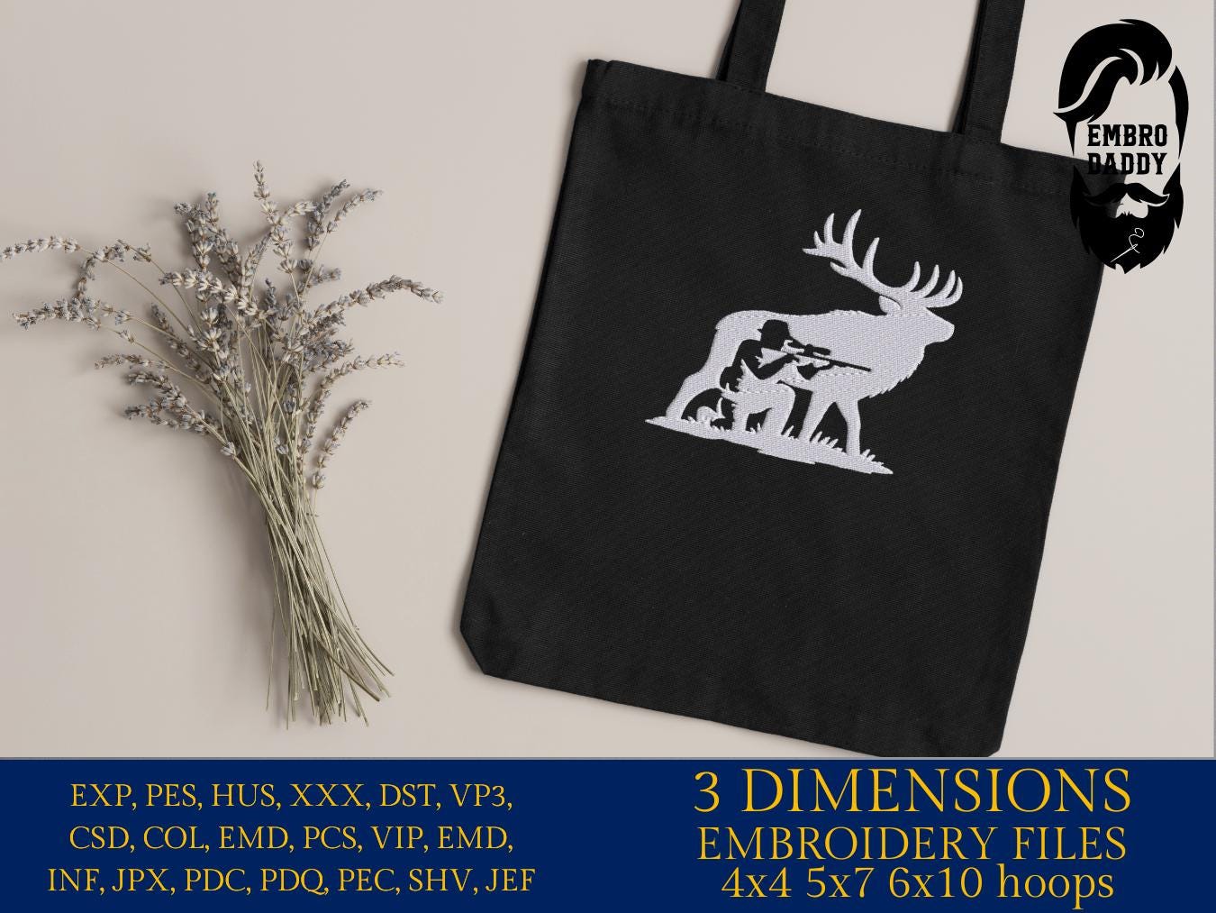 Machine Embroidery files, elk, hunter, PES, DST, xxx, hus and more