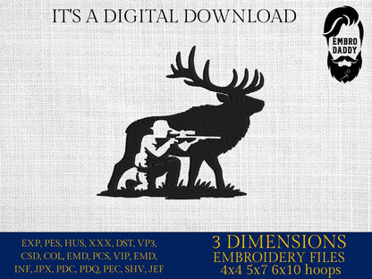 Machine Embroidery files, elk, hunter, PES, DST, xxx, hus and more