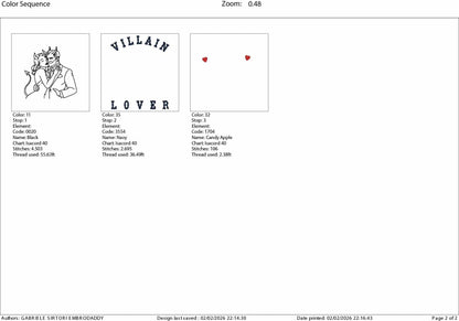 Machine Embroidery files, Villain lover, Retro Design, PES, xxx, hus & more