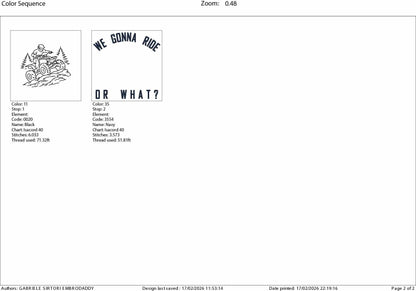 We Gonna Ride Or What Embroidery File – ATV Quad Riding Design – Pes DST JEF VP3 Machine Embroidery Pattern