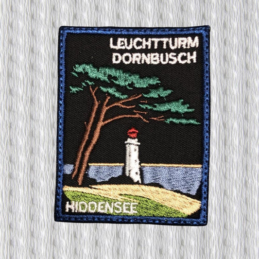 Leuchtturm Dornbusch Patch – Hiddensee Lighthouse Embroidered Patch – Ostsee Germany Souvenir – Baltic Sea Travel Badge