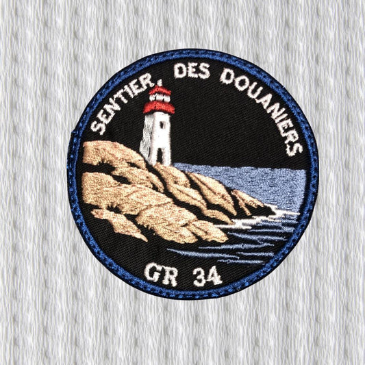 Sentier des Douaniers Embroidered Patch – Brittany Coastal Trail Badge – France Hiking Souvenir – Lighthouse Patch