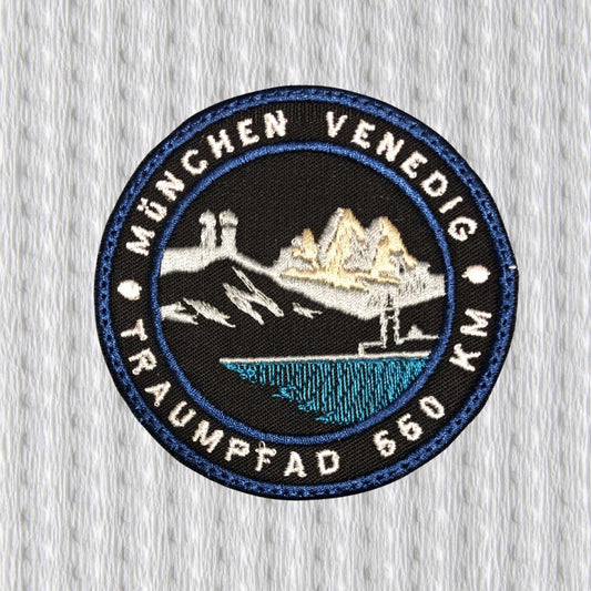 München Venedig Aufnäher – TraumPfad 550 – Alpen Fernwanderung Patch – Wander Abzeichen
