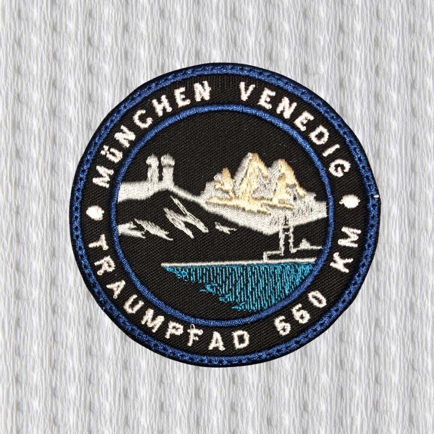München Venedig Aufnäher – TraumPfad 550 – Alpen Fernwanderung Patch – Wander Abzeichen