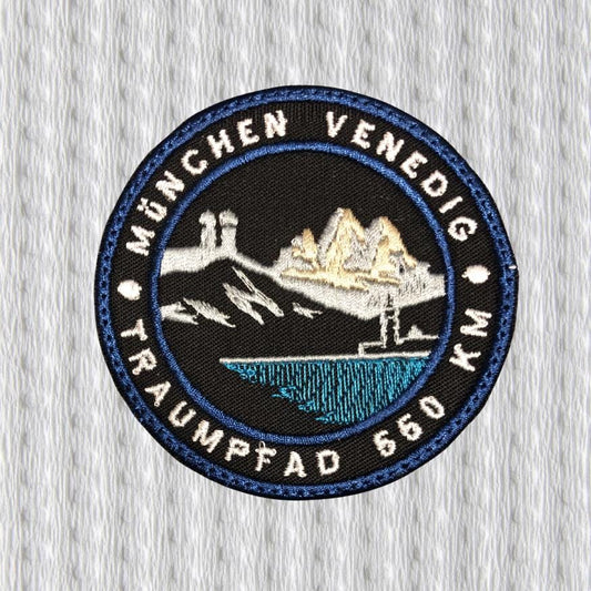 München Venedig Aufnäher – TraumPfad 550 – Alpen Fernwanderung Patch – Wander Abzeichen
