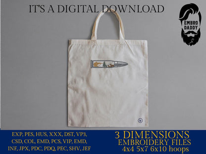 Machine Embroidery files, Hunter buck bullet, PES, xxx, hus & more
