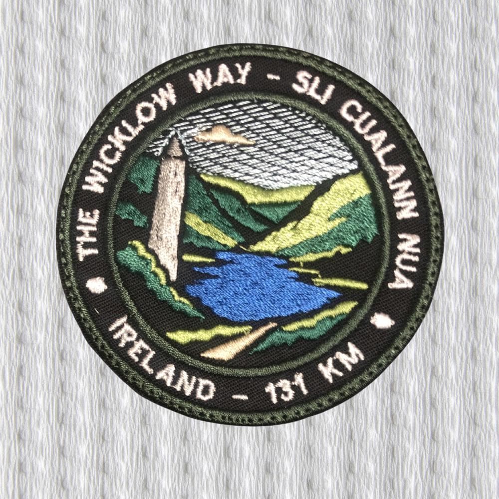 Wicklow Way Patch – Slí Cualann Trail Badge – Ireland Hiking Souvenir – 131 km Trek – Glendalough Embroidered Patch