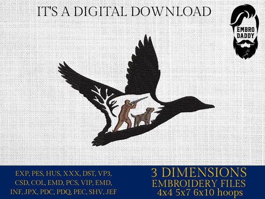 Machine Embroidery files, Duck Hunting, bloodhound, Hunting Season, PES, xxx, hus, dst & more