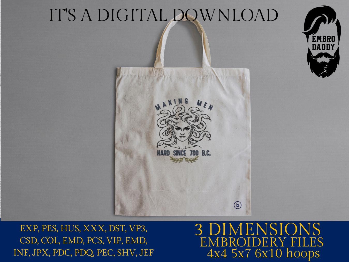 Machine Embroidery files, making men hard since 700 BC, Political, Empowerment Feminist, Social Justice, Human Rights, PES, dst, hus & more