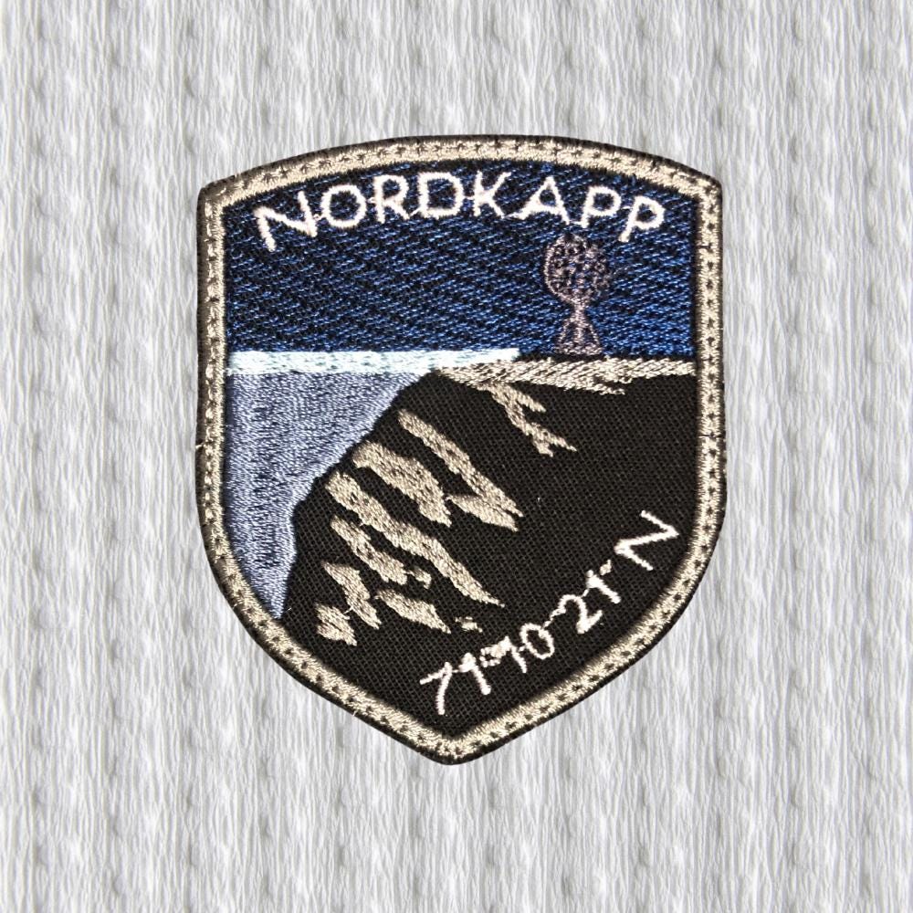 Nordkapp Patch – North Cape Norway Embroidered Travel Badge – Arctic Circle Motorcycle Adventure Patch