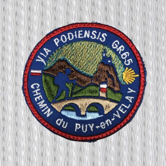 Via Podiensis GR65 Patch • Chemin du Puy-en-Velay Embroidered Camino de Santiago Badge • Hiking Backpack Patch