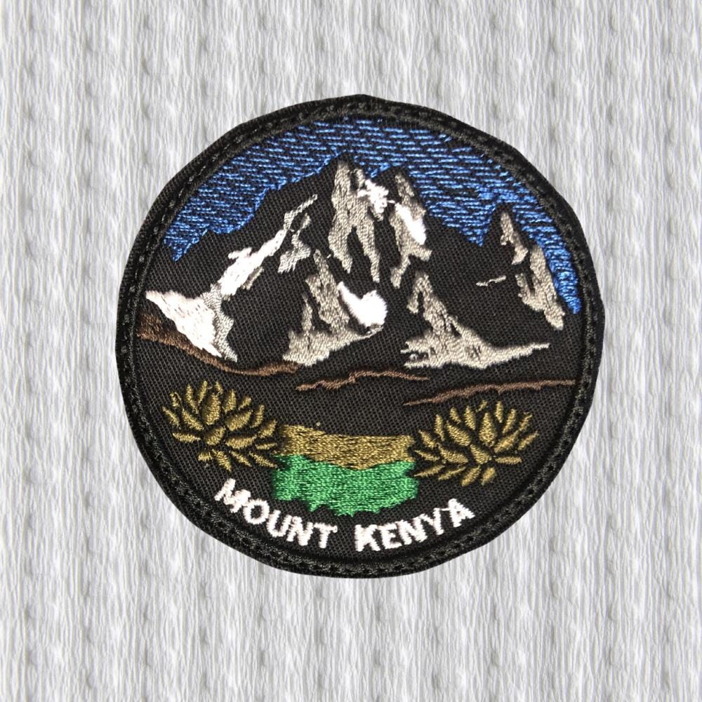 Mount Kenya Patch – Embroidered Mountain Badge – Kenya Hiking Souvenir – Batian Nelion Peaks – African Mountaineering Patch – Climber Gift