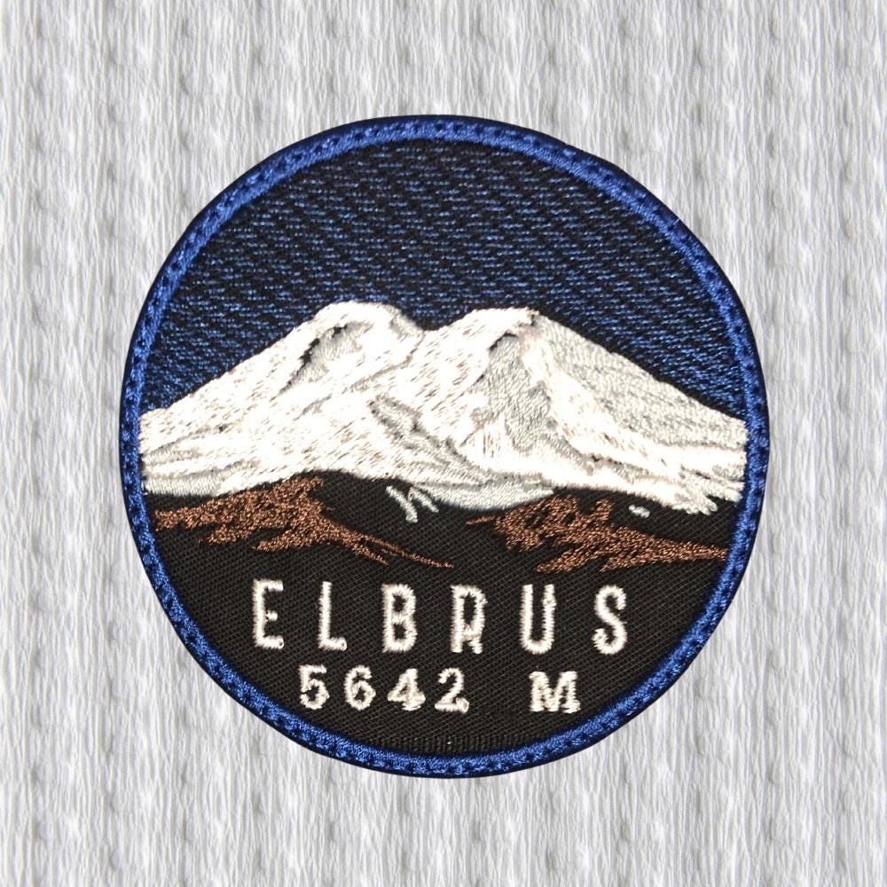 Mount Elbrus Patch 5642m – Caucasus Embroidered Badge – Seven Summits Climbing Patch – Mountain Iron On / Sew On