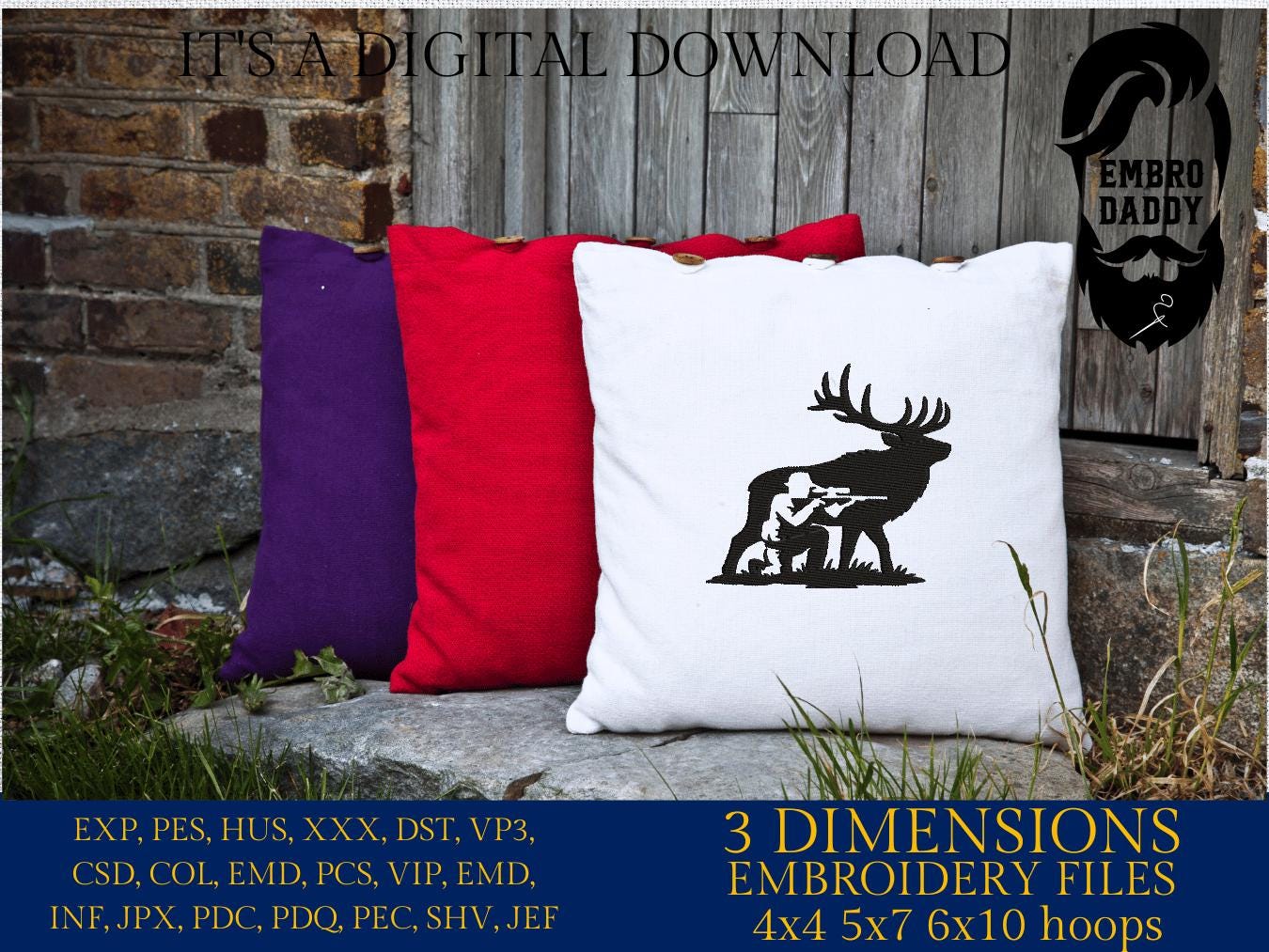 Machine Embroidery files, elk, hunter, PES, DST, xxx, hus and more
