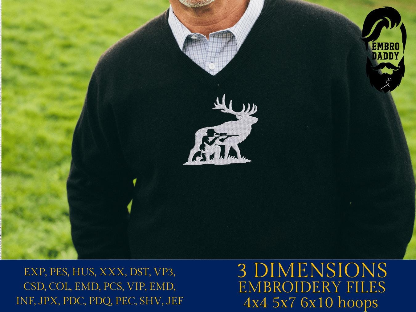 Machine Embroidery files, elk, hunter, PES, DST, xxx, hus and more