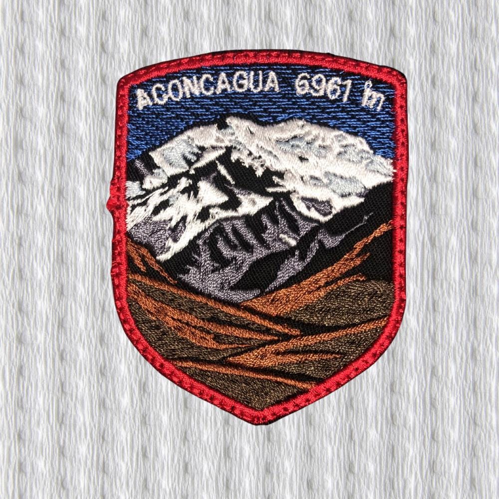 Aconcagua Patch 6961 m – Argentina Andes Embroidered Shield Patch – South America Highest Peak – Mountaineering Iron On Badge