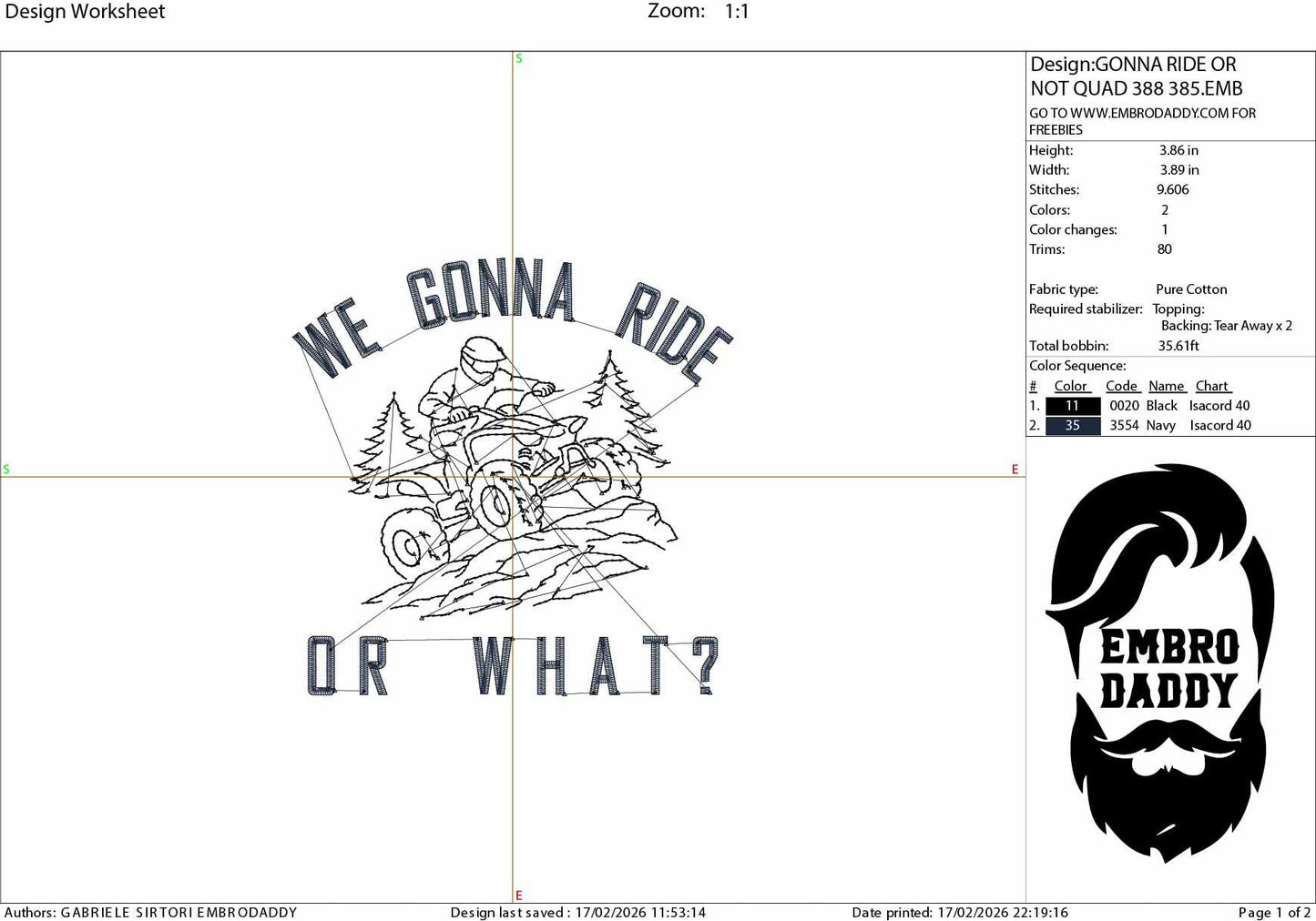 We Gonna Ride Or What Embroidery File – ATV Quad Riding Design – Pes DST JEF VP3 Machine Embroidery Pattern
