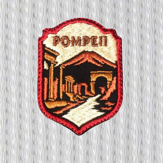 Pompeii Patch Iron-On • Italy Souvenir Embroidered Badge • Roman Ruins Patch • Personalized Visit Date • Travel Patch for Backpack or Jacket