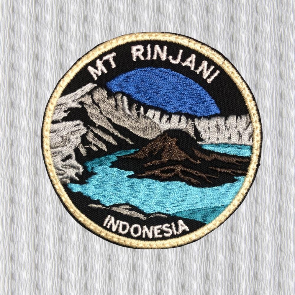 Mount Rinjani Patch – Indonesia Volcano Embroidered Patch – Trekking Souvenir – Lombok Mountain Patch – Hiking Travel Badge
