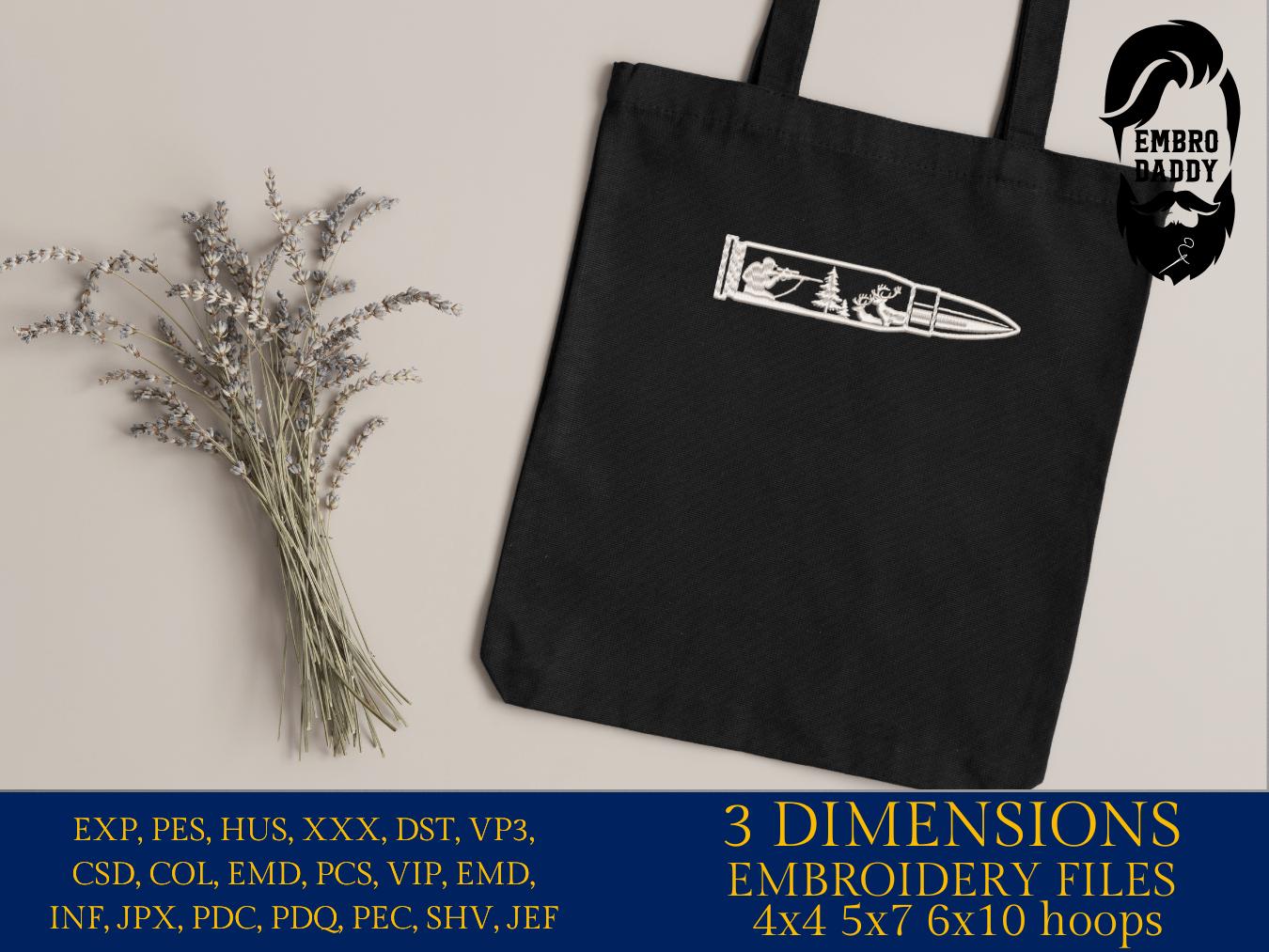 Machine Embroidery files, Hunter buck bullet, PES, xxx, hus & more