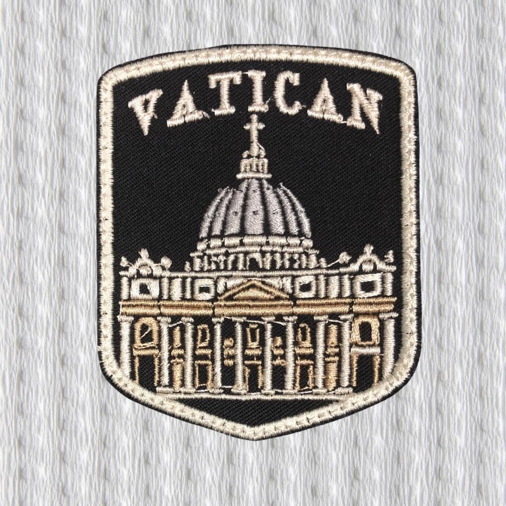 Vatican Patch – St Peter’s Basilica Embroidered Patch – Rome Vatican City Travel Badge – Catholic Souvenir Patch – Iron On Backpack Patch