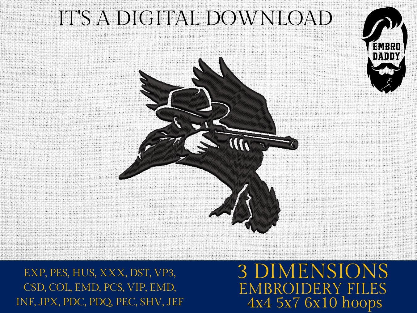 Machine Embroidery files, Duck Hunting, Hunting Season, PES, xxx, hus, dst & more