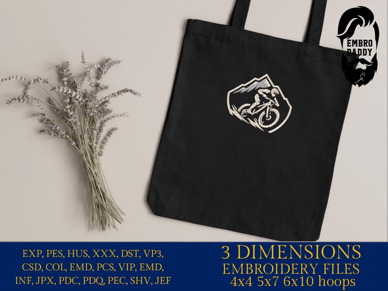 Machine Embroidery files, mountain bike, mtb, biker, cycling, mountain bike, downhill, PES, xxx, hus & more