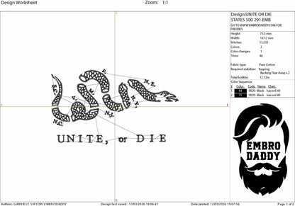 Machine Embroidery files, United or die, 1776, 250th adniversary, PES, xxx, dst, hus & more