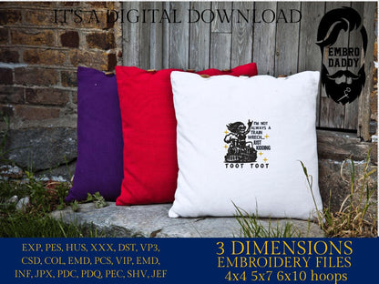 Machine Embroidery files, Funny quote, Train Wreck, Snarky, Sarcastic, Retro, Humor, Skeleton, Sassy PES, xxx, hus & more