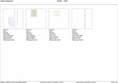 Machine Embroidery files, no more wars, peace sign, Usa flag, PES, DST, hus & more