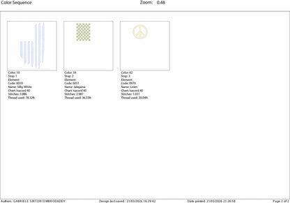 Machine Embroidery files, peace sign, Usa flag, PES, DST, hus & more